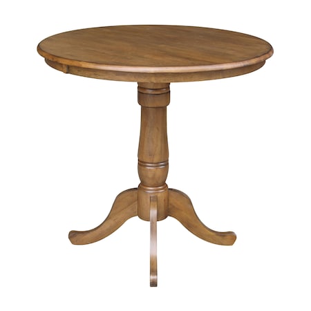 International Concepts Round 36 in Round Top Pedestal Table, 40.9 inH, Pecan, 36 in W, 36 in L, 40.9 in H, Wood, Pecan K59-36RT-6B-2
